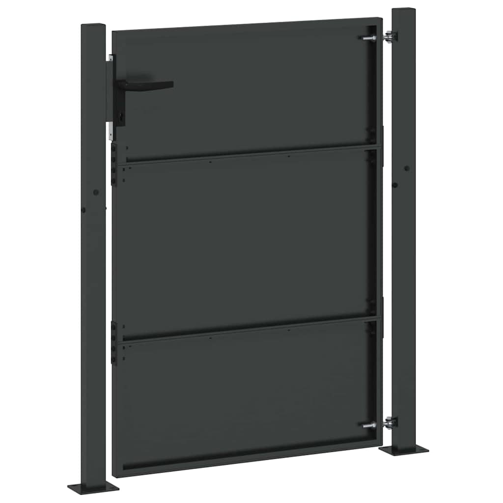 Cancello da Giardino in Acciaio con Serratura a Catenaccio Nero 110 x 155 cm