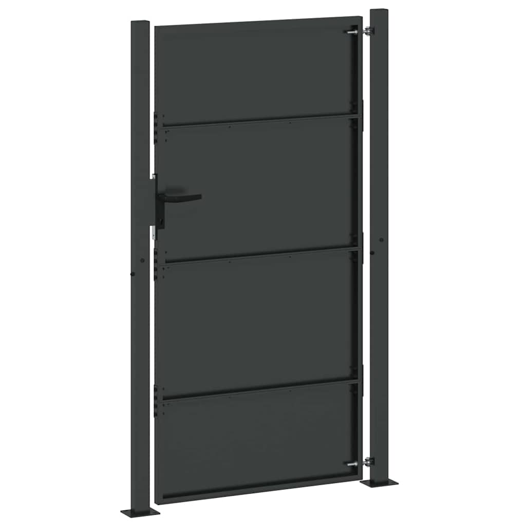 Cancello da Giardino in Acciaio con Serratura a Catenaccio Nero 110 x 180 cm