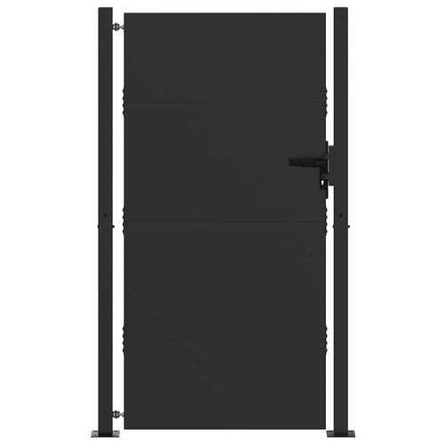 Cancello da Giardino in Acciaio con Serratura Nero 105 x 205 cm