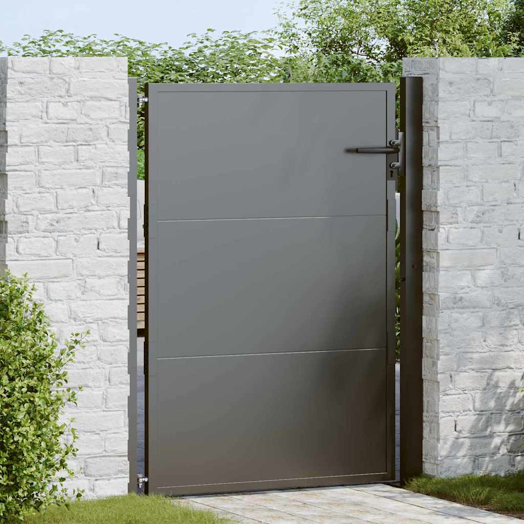 Cancello da Giardino in Acciaio Nero 110 x 155 cm con Blocco