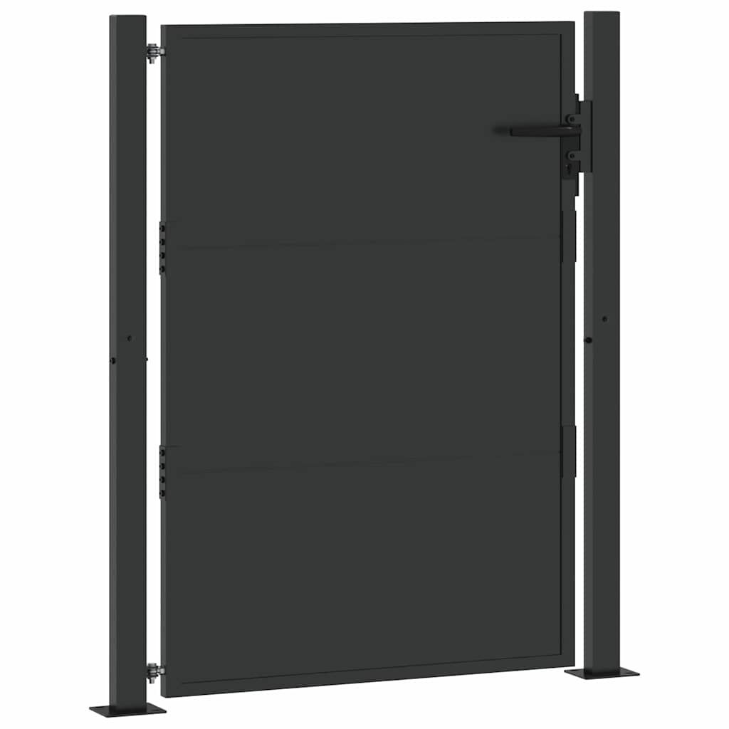 Cancello da Giardino in Acciaio Nero 110 x 155 cm con Blocco