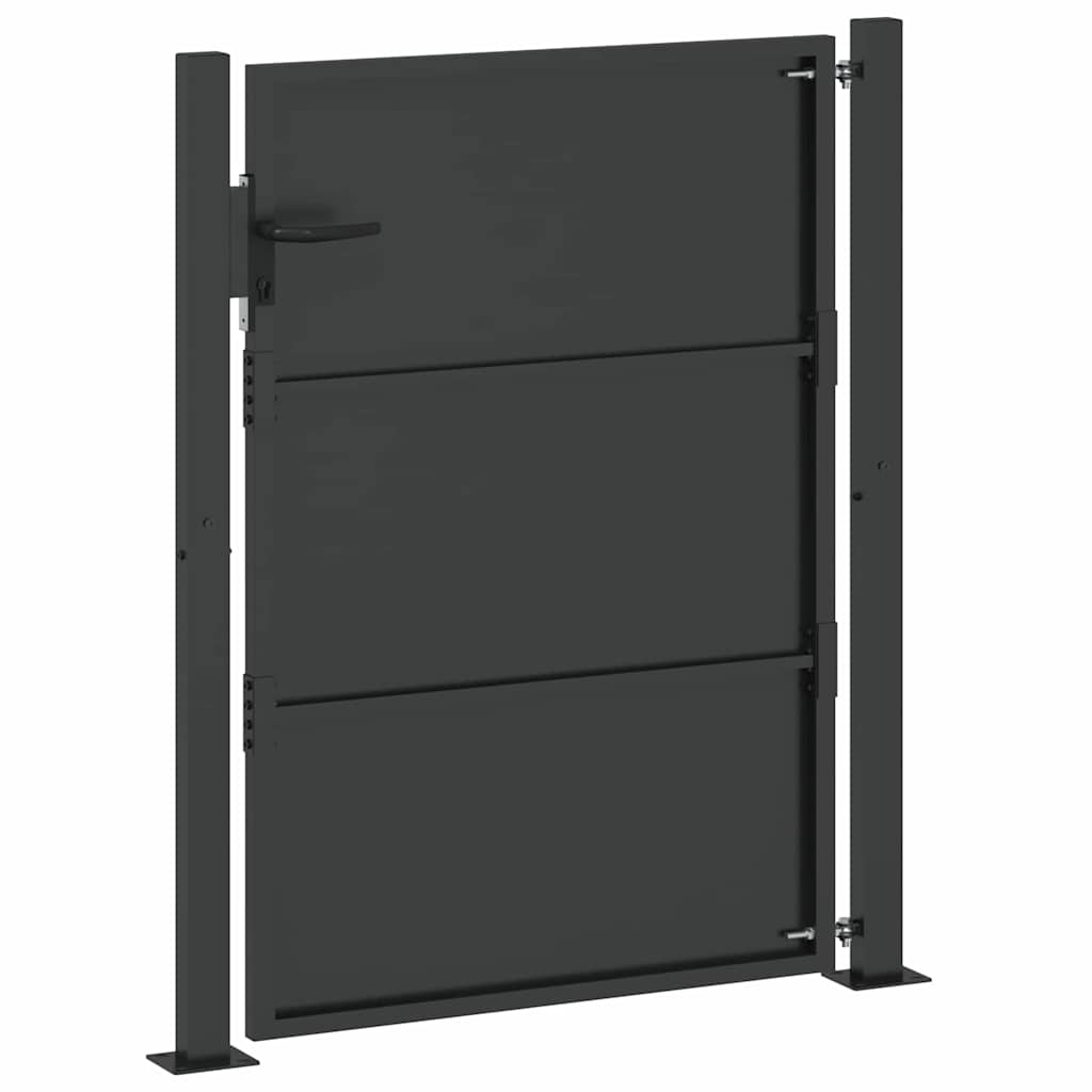 Cancello da Giardino in Acciaio Nero 110 x 155 cm con Blocco