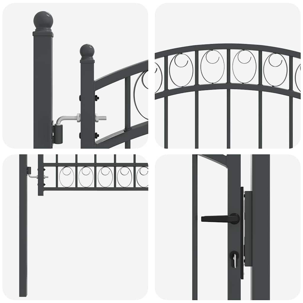 Cancello per recinzione EMMEN 125 x 100 cm acciaio verniciato grigio