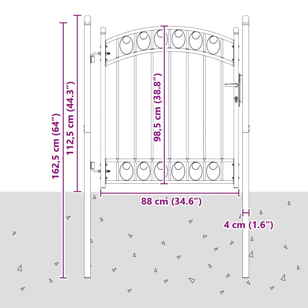 Cancello per recinzione EMMEN 125 x 100 cm acciaio verniciato grigio