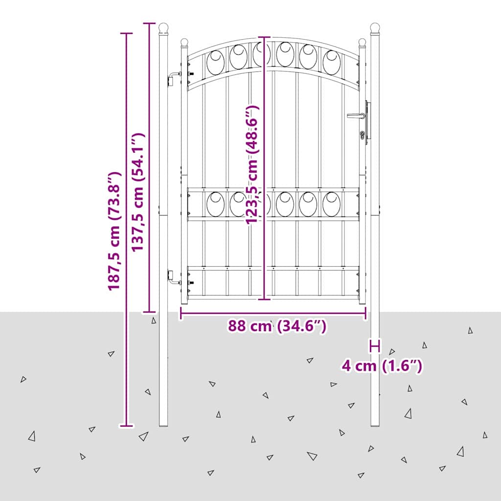 Cancello per recinzione EMMEN 170 x 100 cm in acciaio verniciato