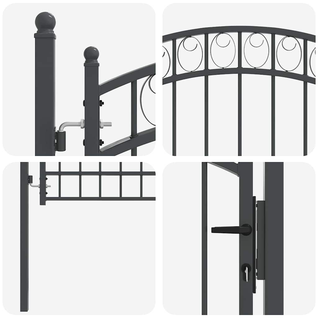 Cancello per recinzione EMMEN 200 x 100 cm acciaio verniciato grigio