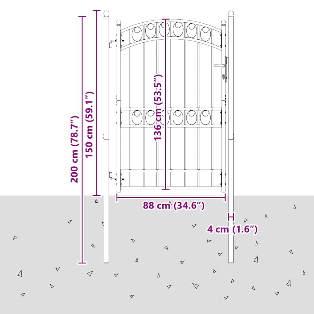 Cancello per recinzione EMMEN 200 x 100 cm acciaio verniciato grigio