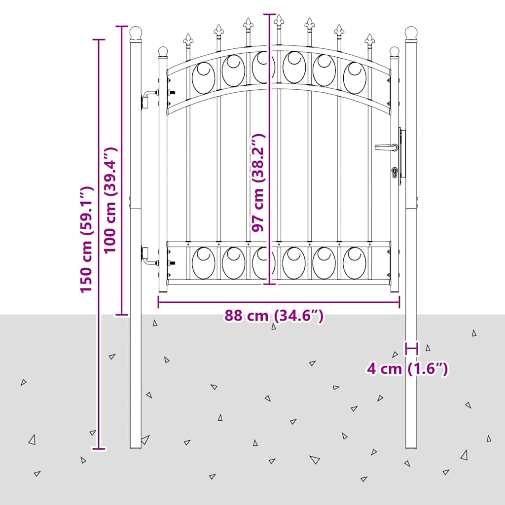 Cancello della recinzione EMMEN con punte 100 x 100 cm