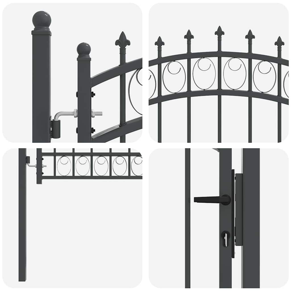 Cancello della recinzione EMMEN con punte 150 x 100 cm acciaio verniciato