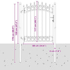 Cancello della recinzione EMMEN con punte 150 x 100 cm acciaio verniciato