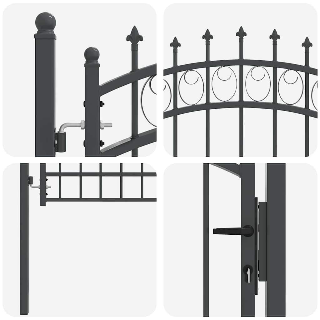 Cancello della recinzione EMMEN con punte 170 x 100 cm acciaio verniciato grigio