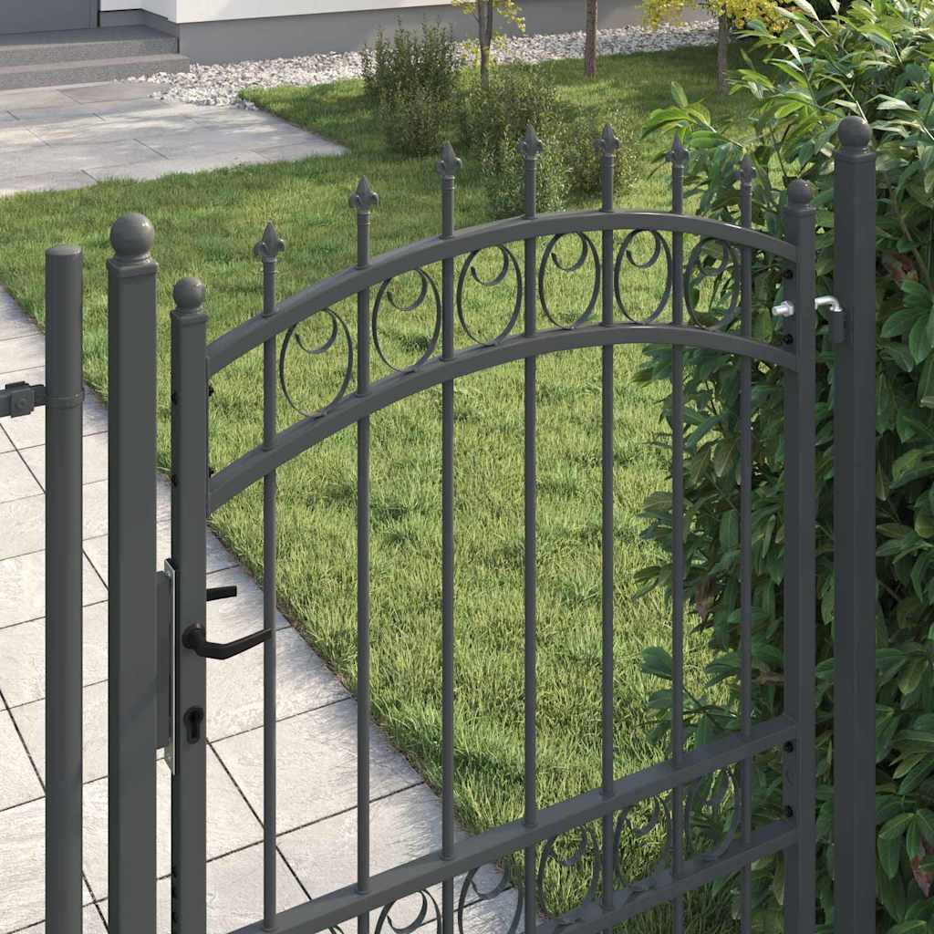 Cancello della recinzione EMMEN con punte 170 x 100 cm acciaio verniciato grigio