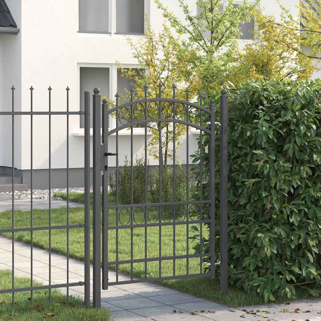 Cancello della recinzione EMMEN con punte 170 x 100 cm acciaio verniciato grigio
