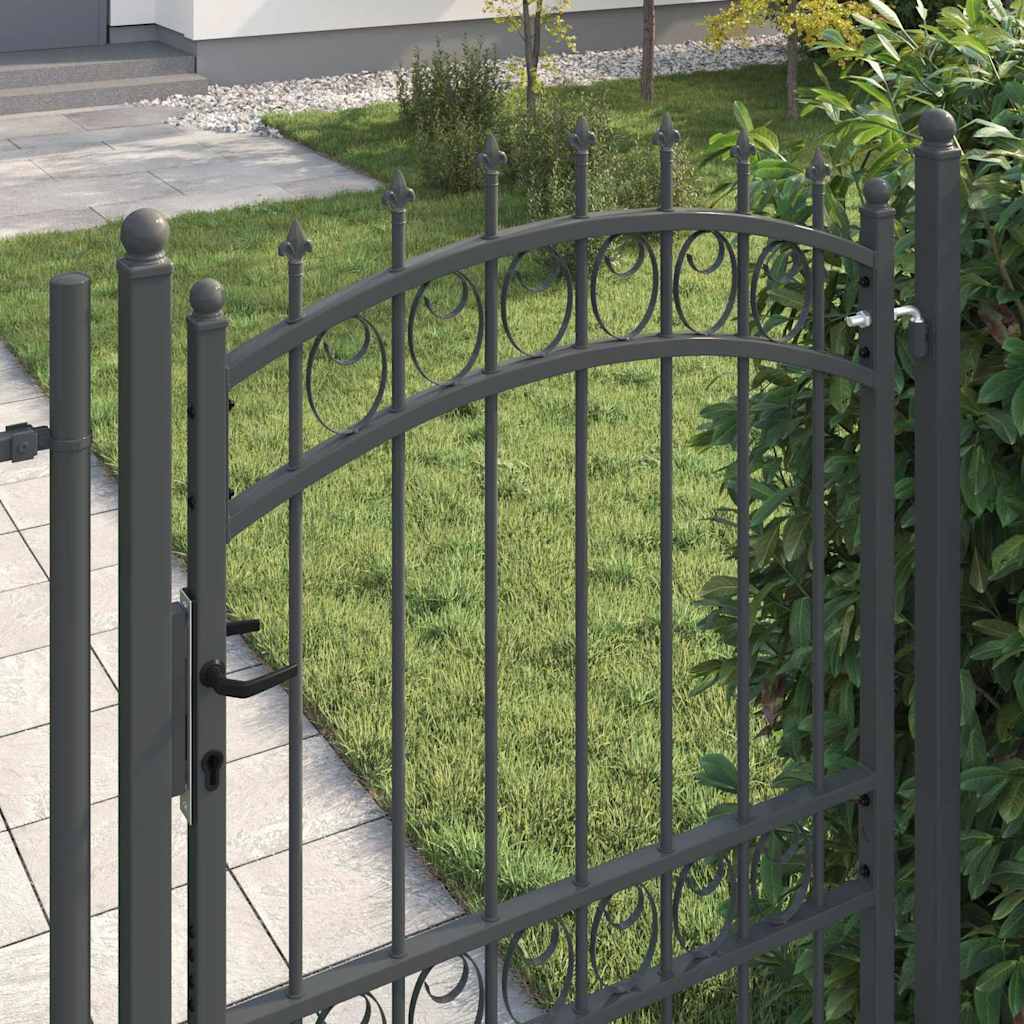 Cancello recinzione EMMEN con punte 200 x 100 cm acciaio verniciato grigio