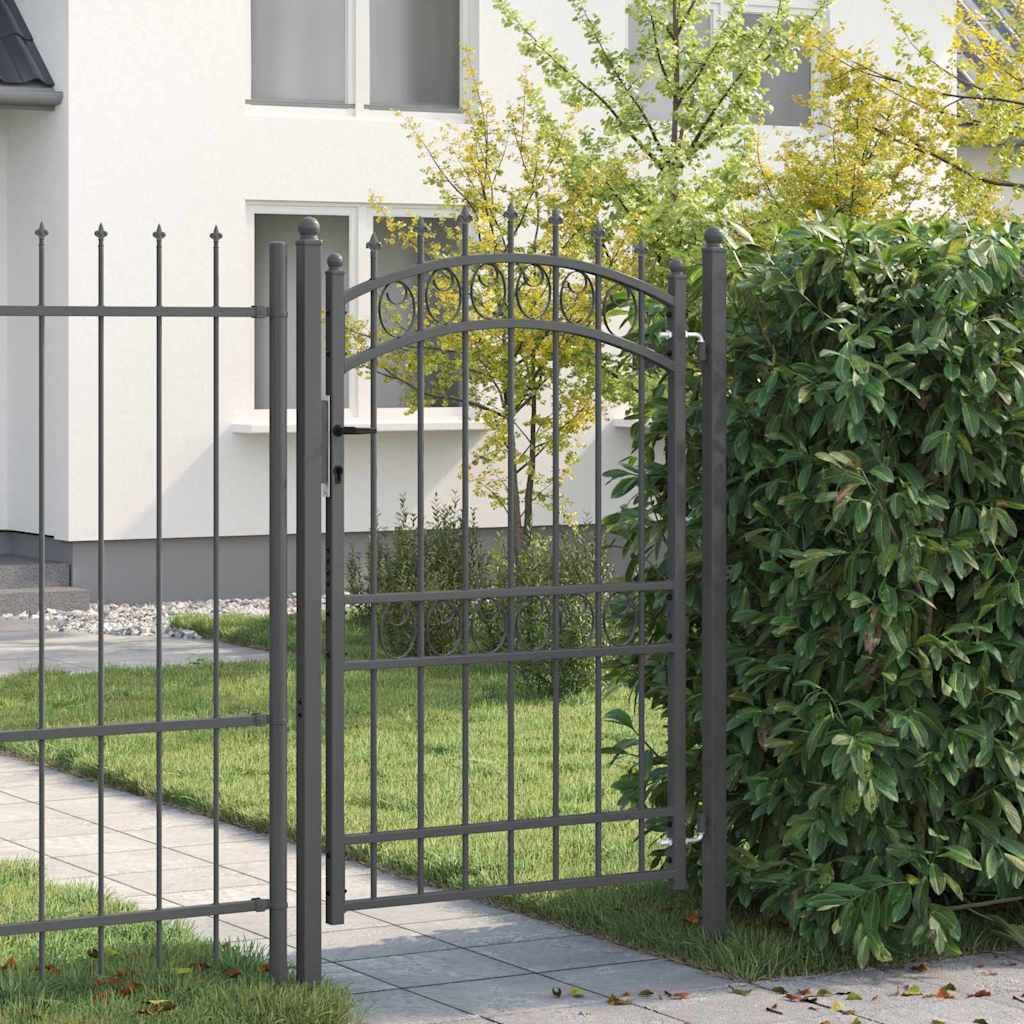 Cancello recinzione EMMEN con punte 200 x 100 cm acciaio verniciato grigio