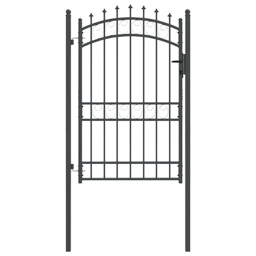 Cancello recinzione EMMEN con punte 200 x 100 cm acciaio verniciato grigio