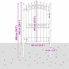 Cancello recinzione EMMEN con punte 200 x 100 cm acciaio verniciato grigio