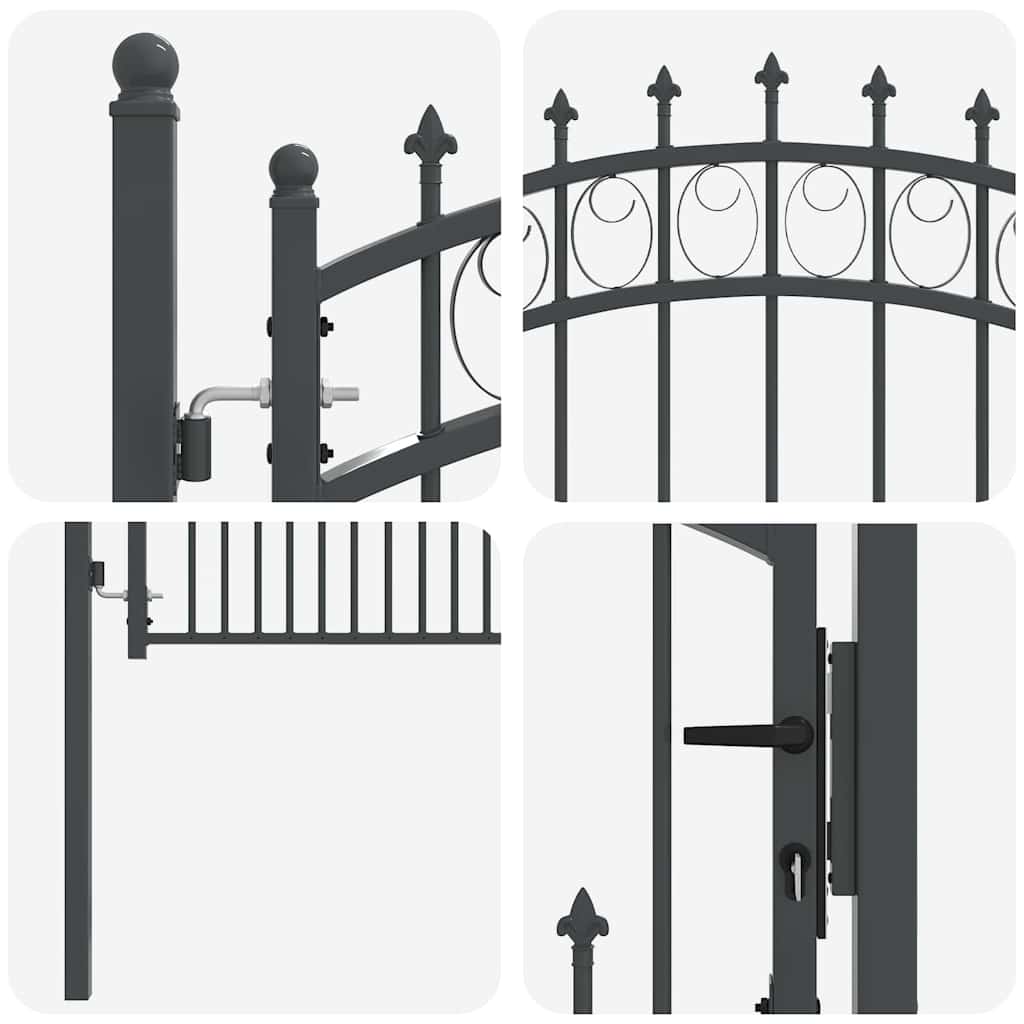 Cancello della recinzione EMMEN con punte 100 x 150 cm acciaio verniciato
