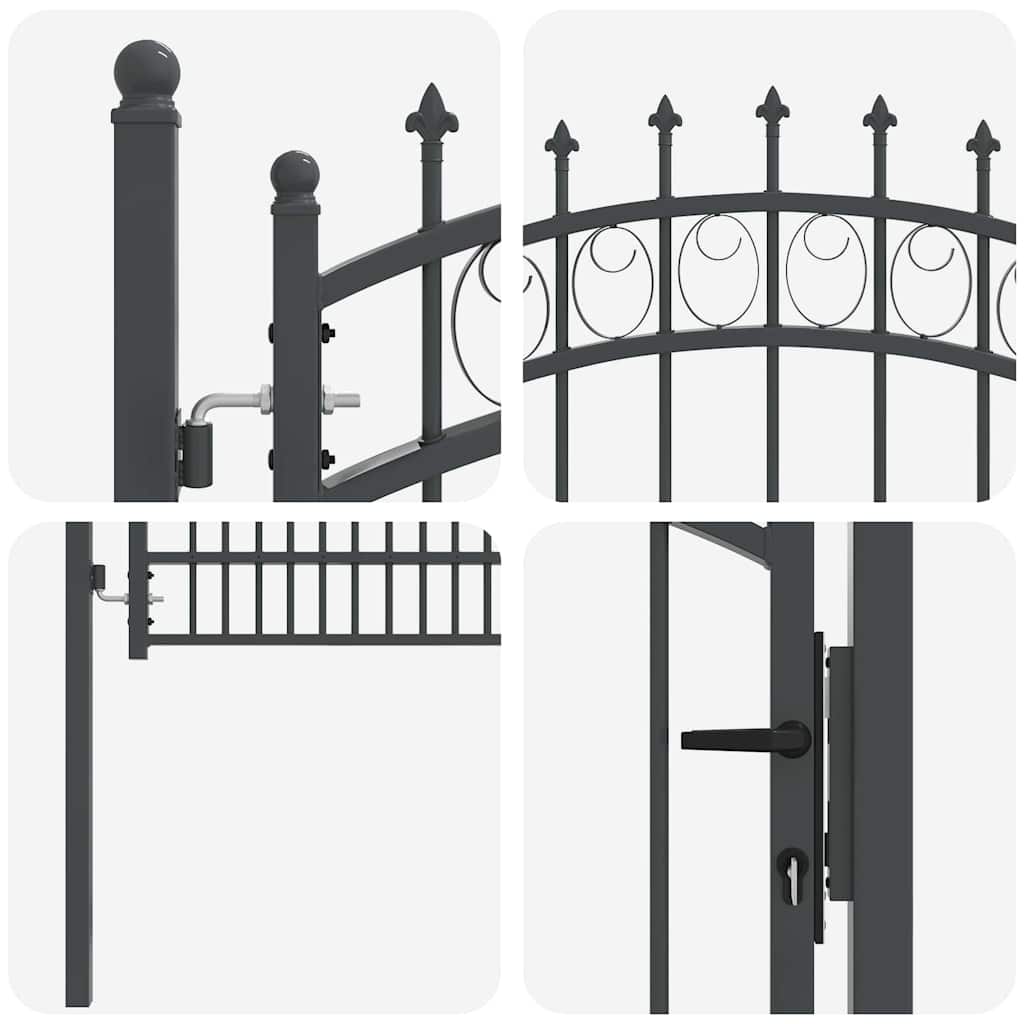 Cancello della recinzione EMMEN con punte 170 x 100 cm acciaio verniciato grigio