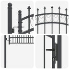 Cancello della recinzione EMMEN con punte 170 x 100 cm acciaio verniciato grigio