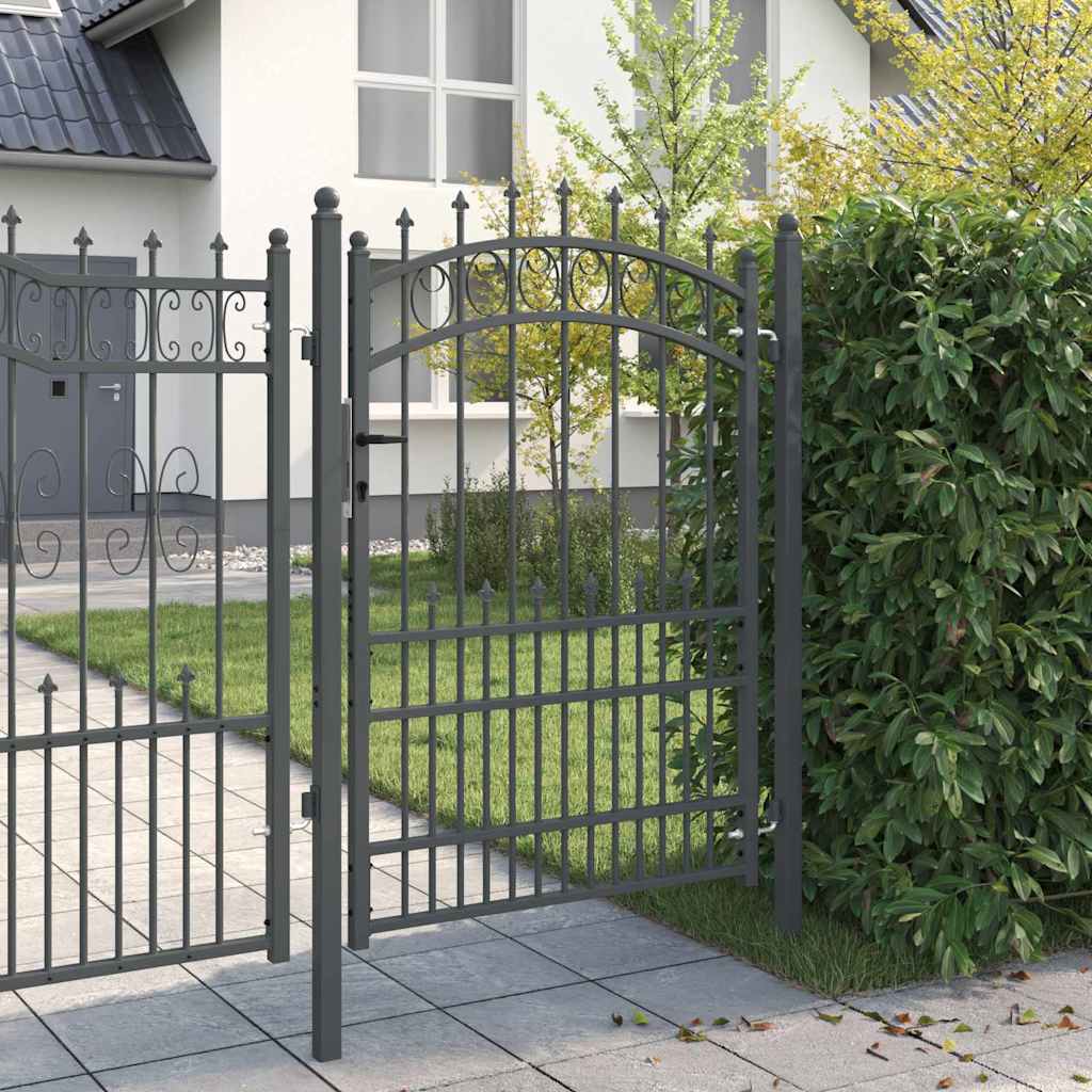 Cancello della recinzione EMMEN con punte 170 x 100 cm acciaio verniciato grigio
