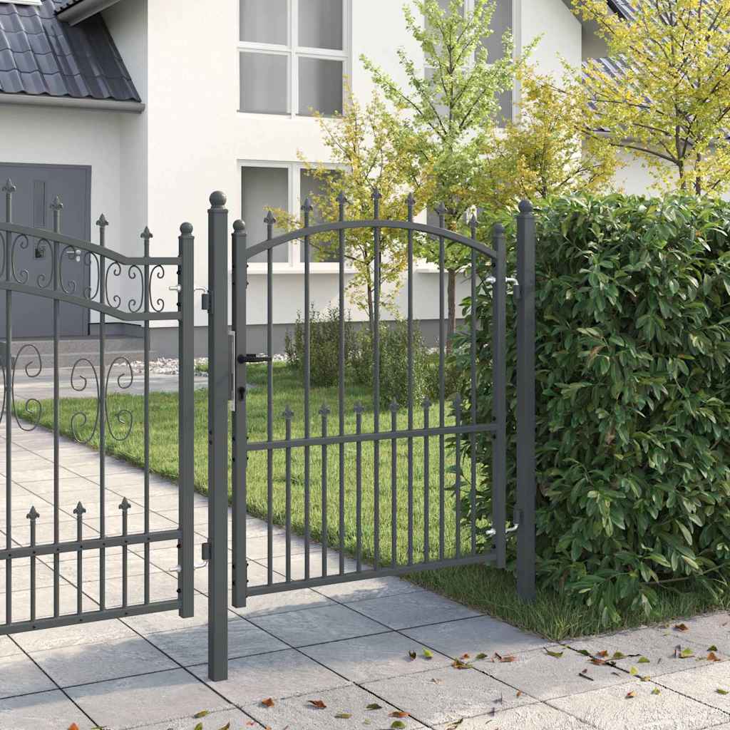 Cancello della recinzione con punte EMMEN 125 x 100 cm acciaio verniciato grigio