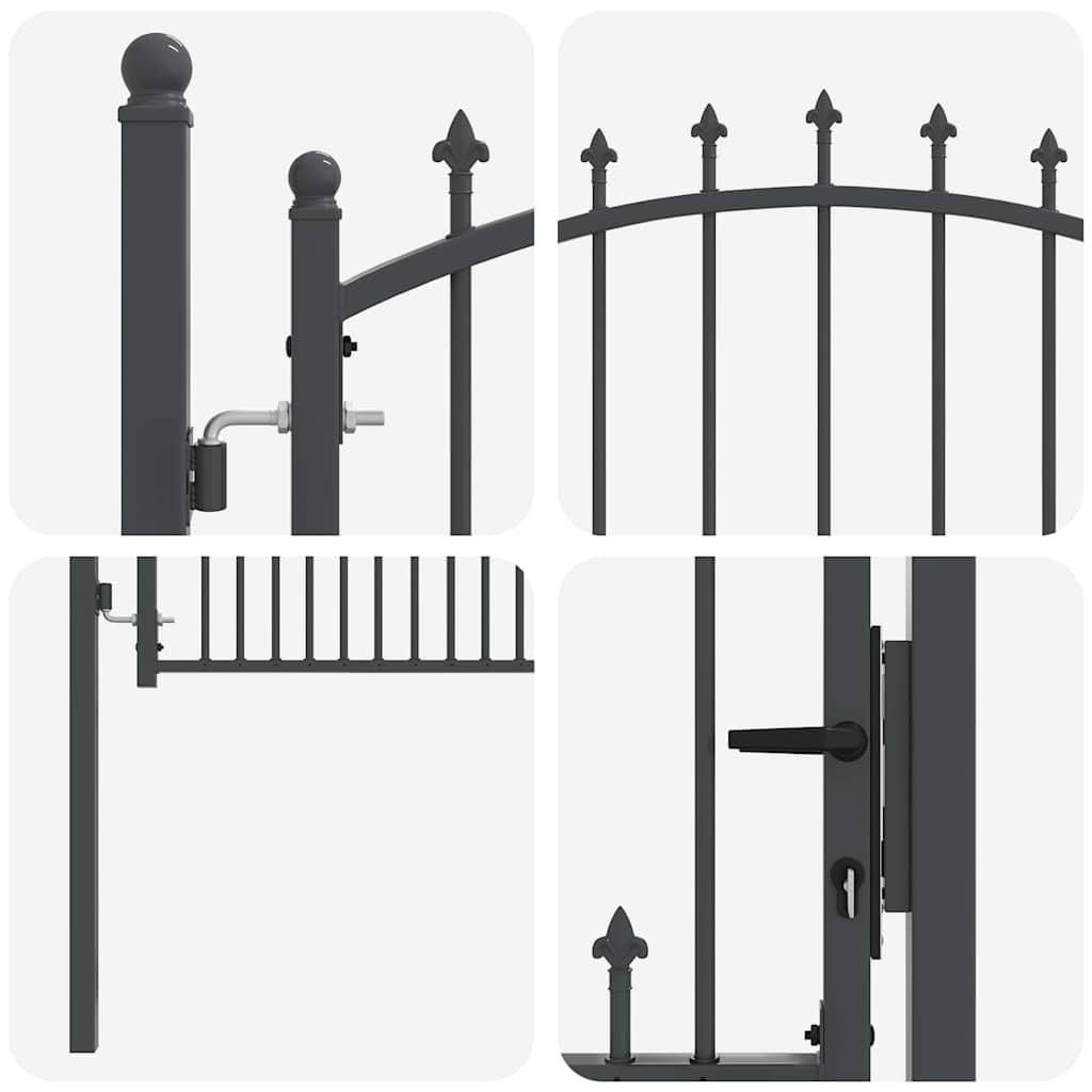 Cancello della recinzione con punte EMMEN 150 x 100 cm - Acciaio verniciato grigio