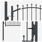 Cancello della recinzione con punte EMMEN 150 x 100 cm - Acciaio verniciato grigio