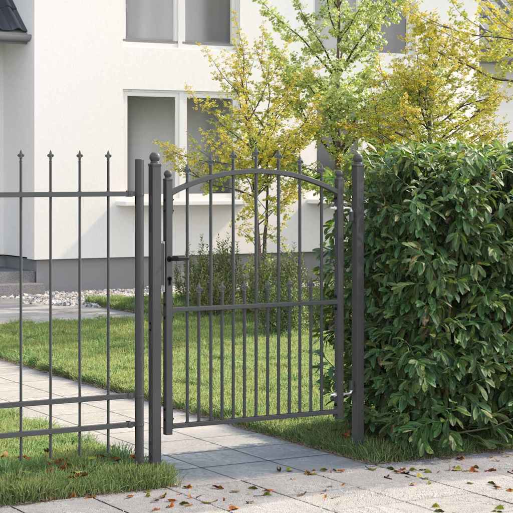 Cancello della recinzione con punte EMMEN 150 x 100 cm - Acciaio verniciato grigio