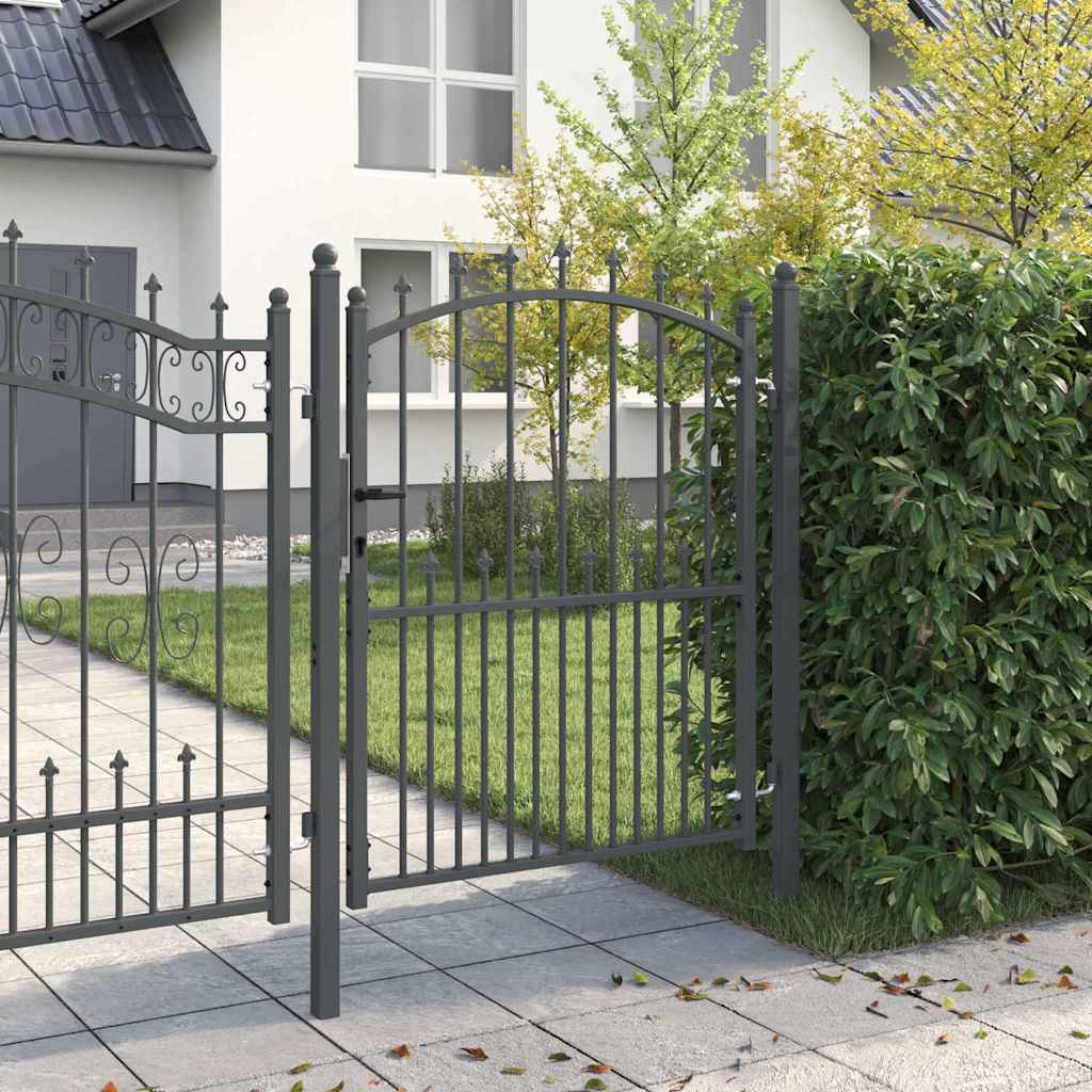 Cancello della recinzione con punte EMMEN 150 x 100 cm - Acciaio verniciato grigio