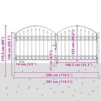 Cancello per recinzione ASSEN 301 x 175,5 cm Acciaio Grigio