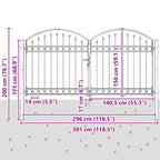 Cancello per recinzione ASSEN 301 x 200 cm Acciaio Grigio