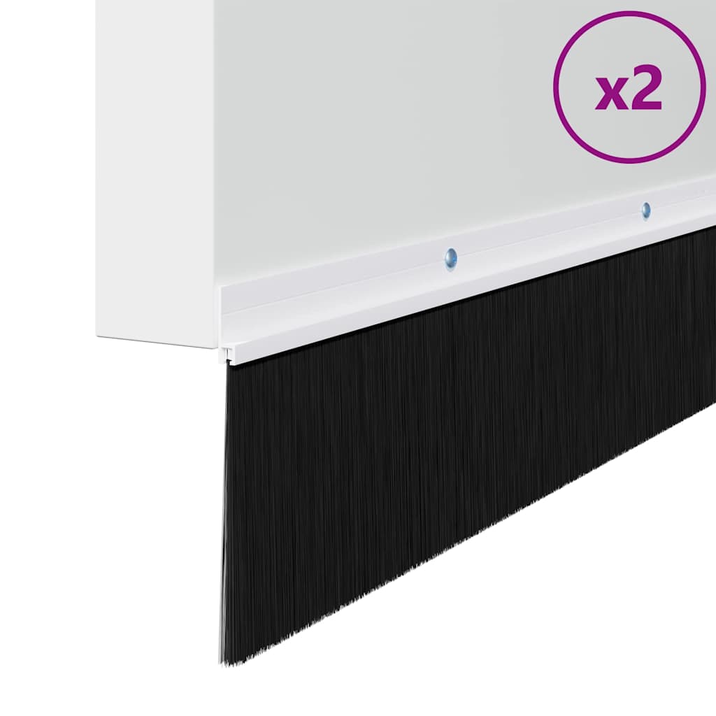 Guarnizione a spazzola per porta a vite 100 cm lega di alluminio bianco - Set 2 pz