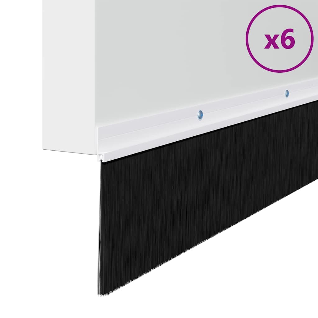Spazzole per porte a vite 6 pezzi Bianco 100 cm Lega di alluminio