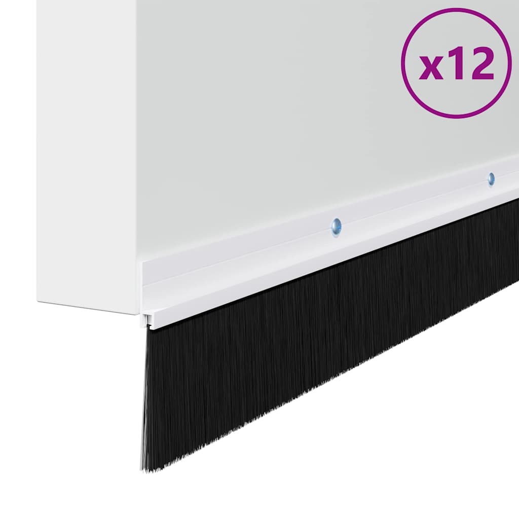 Guarnizione a spazzola per porta a vite 100 cm bianco - Set 12 pezzi