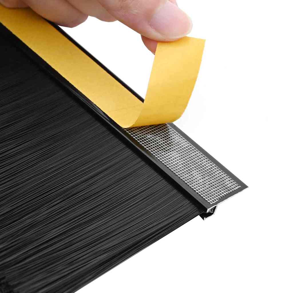 Guarnizione a spazzola per porta autoadesiva 100 cm nero - Set 2 pz
