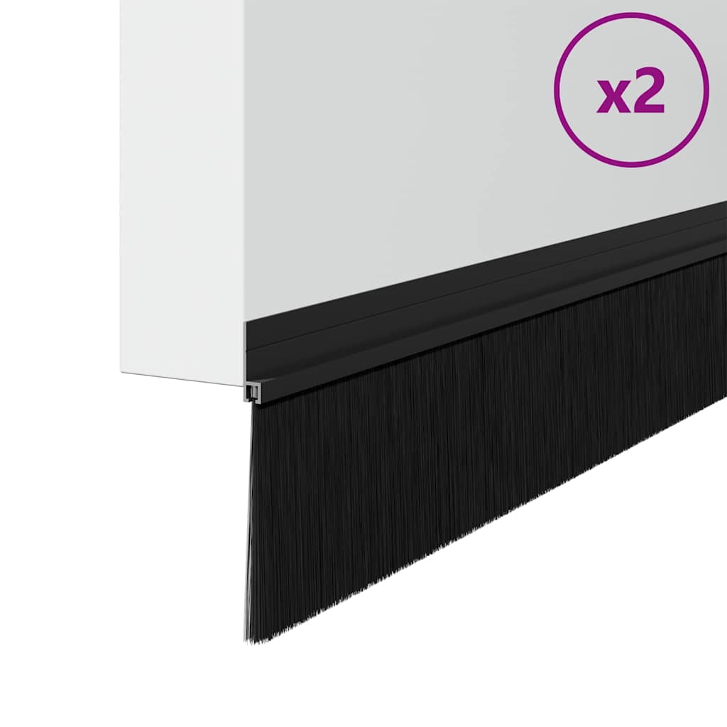 Guarnizione a spazzola per porta autoadesiva 100 cm nero - Set 2 pz