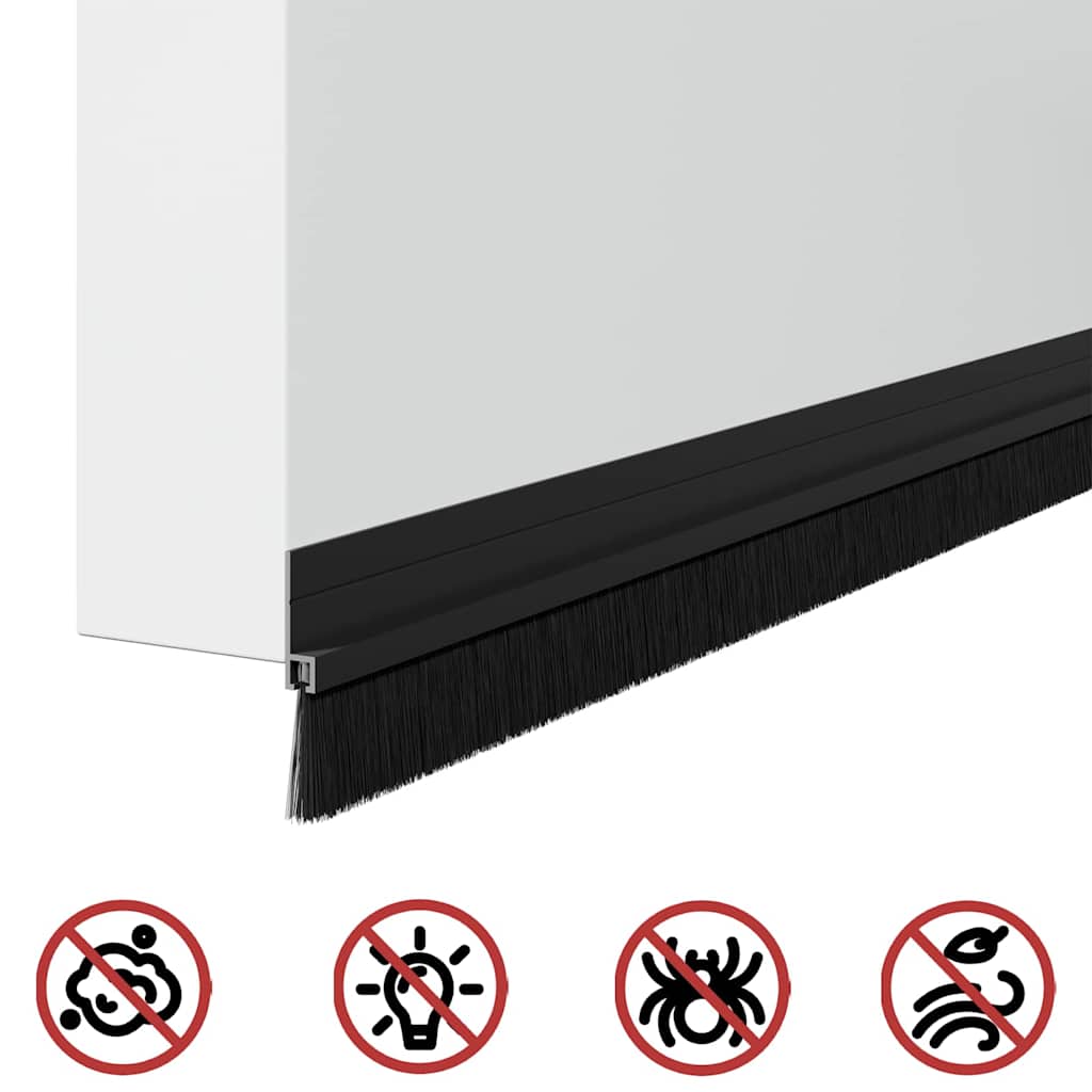Spazzole per porte autoadesive 6 pcs Nero 100 cm