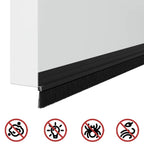 Spazzole per porte autoadesive 6 pcs Nero 100 cm
