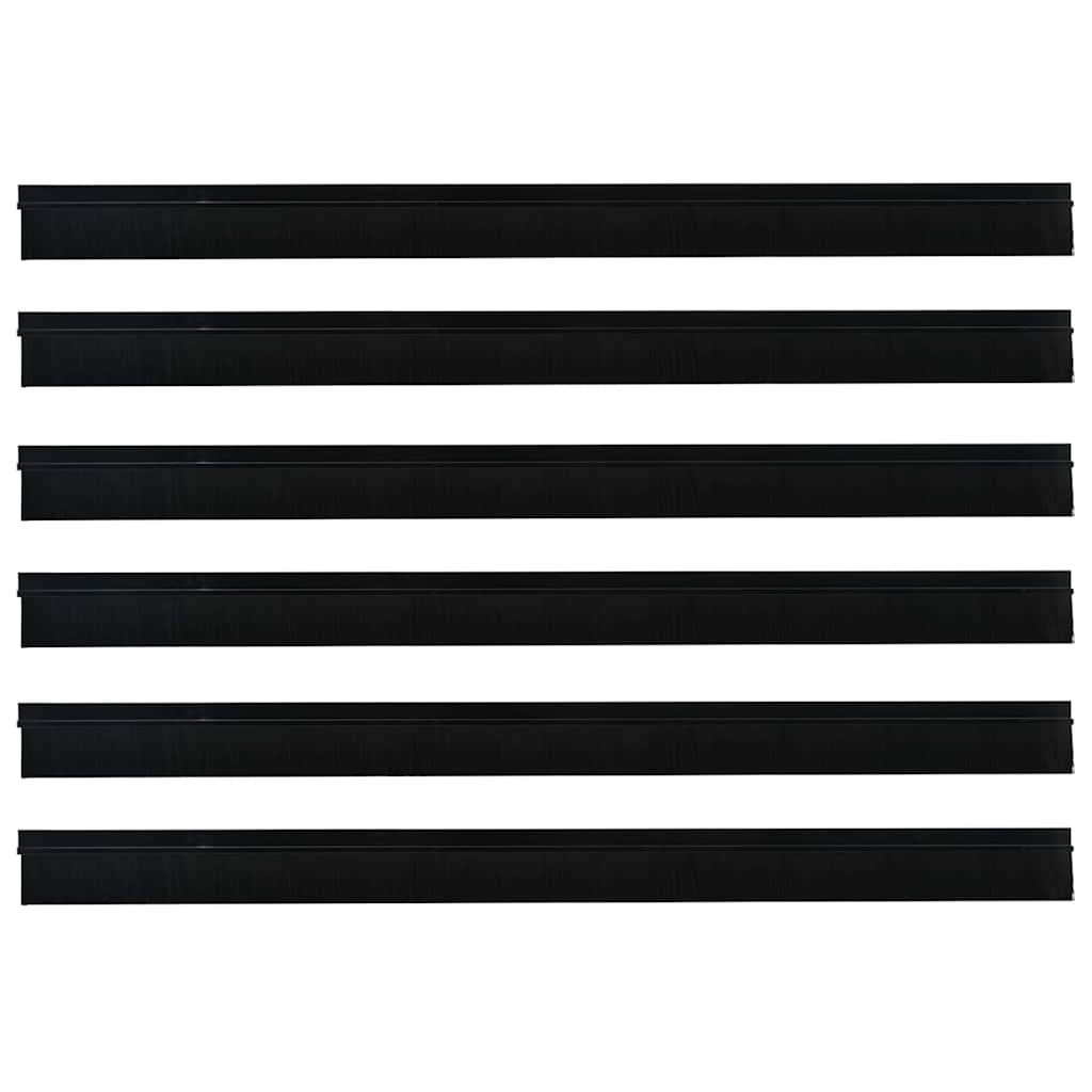 Spazzole per porte autoadesive 6 pezzi Nero 100 cm