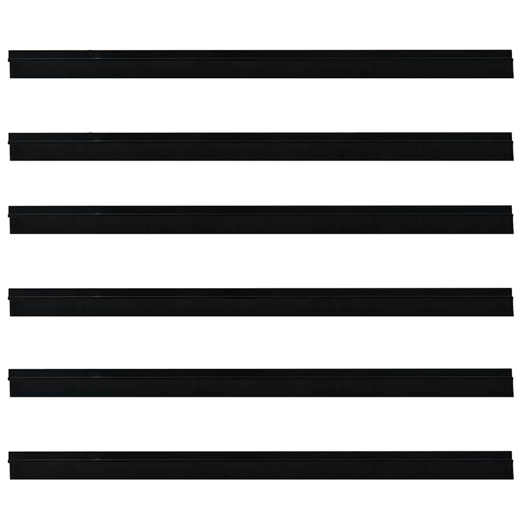 Spazzole per porte autoadesive 6 pezzi Nero 100 cm