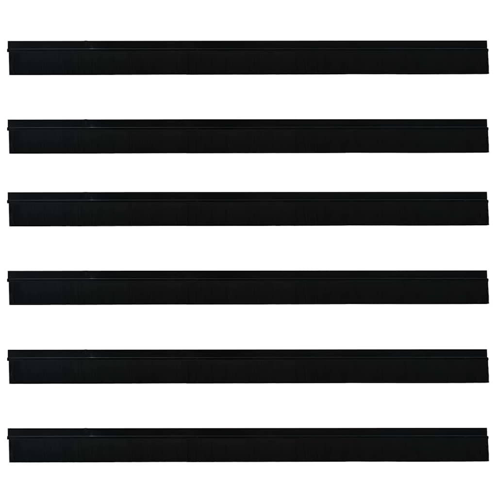 Guarnizione a spazzola per porta autoadesiva 100 cm Nero (6 pezzi)