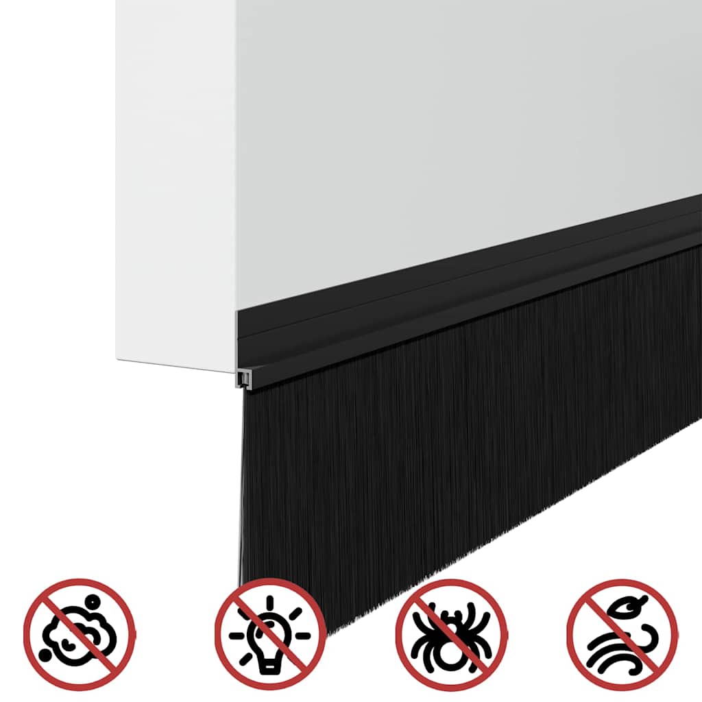 Guarnizione a spazzola per porta autoadesiva 100 cm Nero (6 pezzi)