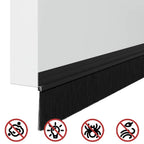 Guarnizioni a spazzola per porte autoadesive 100 cm nero - Set 12 pezzi