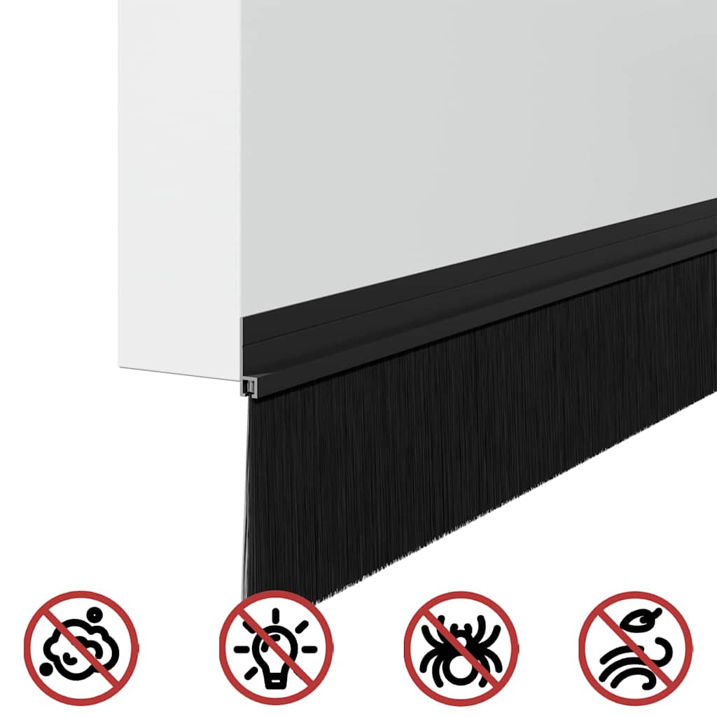 Guarnizioni a spazzola per porte autoadesive 100 cm nero - Set 12 pezzi
