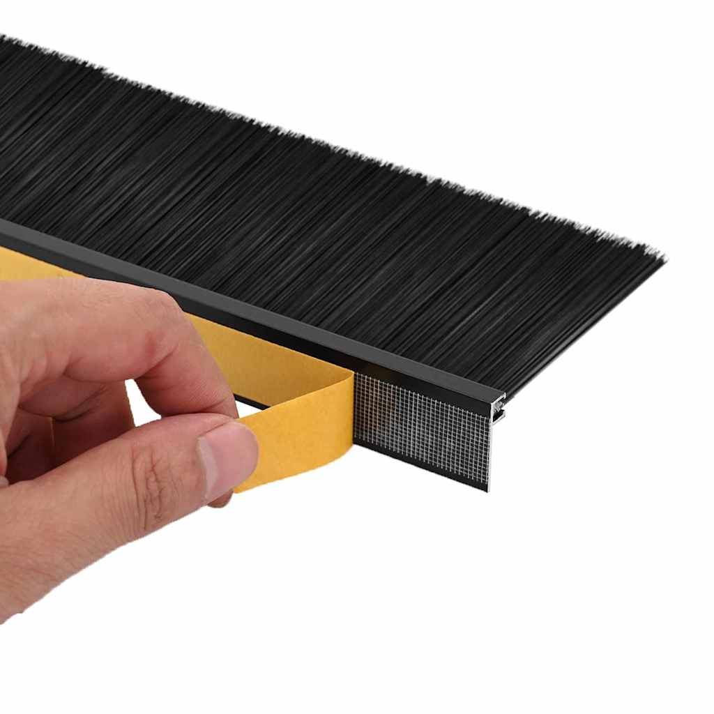 Guarnizioni a Spazzola Autoadesive per Porte 2 pcs Nero 100 cm