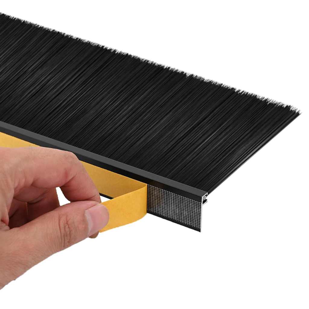 Spazzole per porte autoadesive 2 pz Nero 100 cm