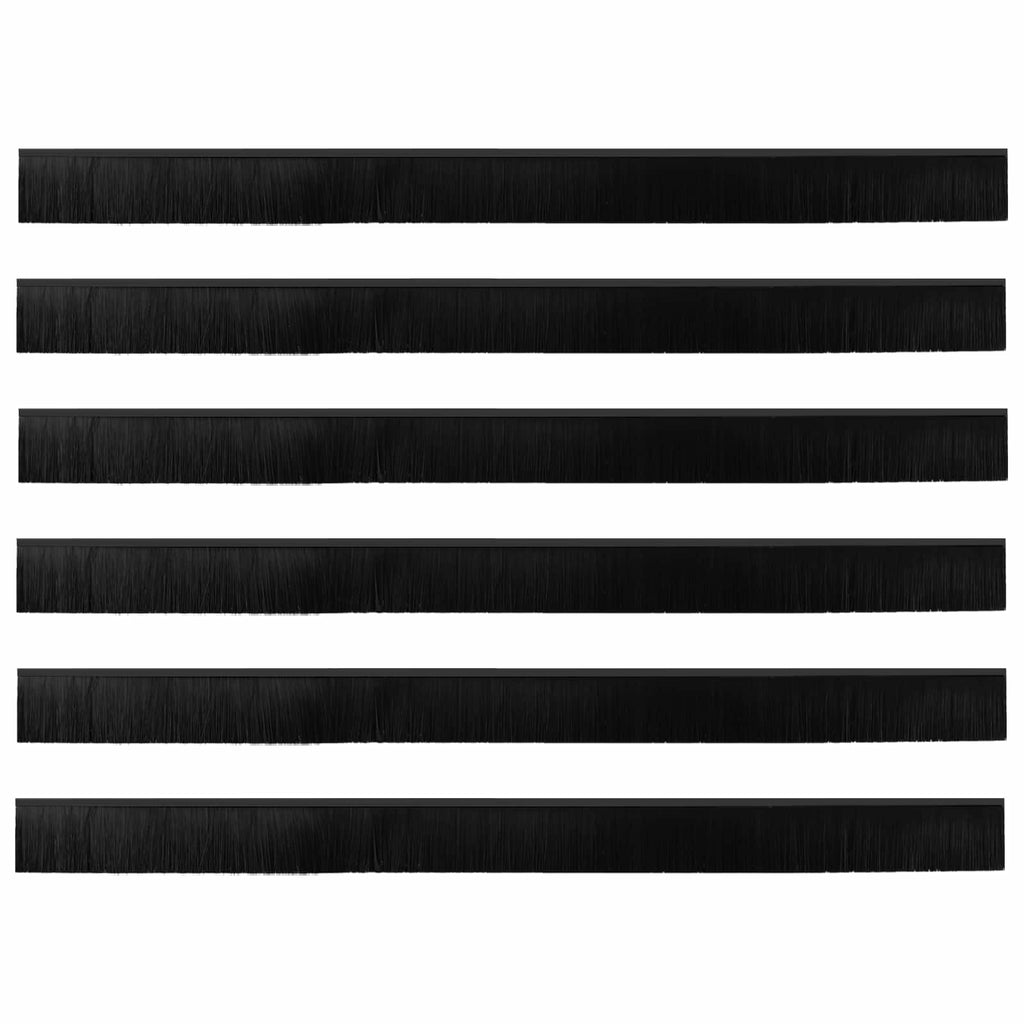 Guarnizioni a spazzola adesive per porte 100 cm nero (6 pezzi)