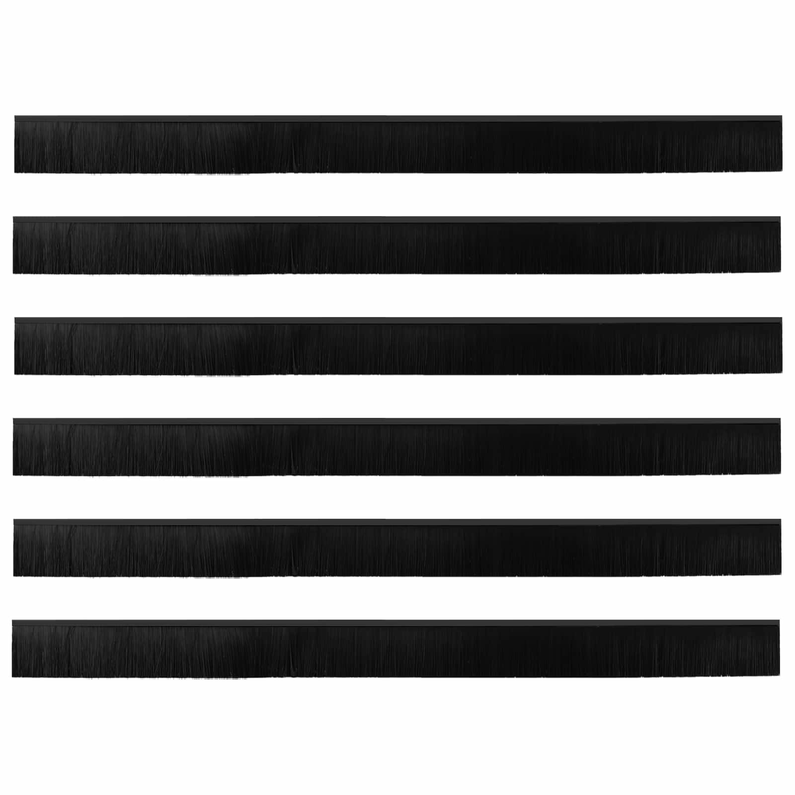 Guarnizioni a spazzola adesive per porte 100 cm nero (6 pezzi)