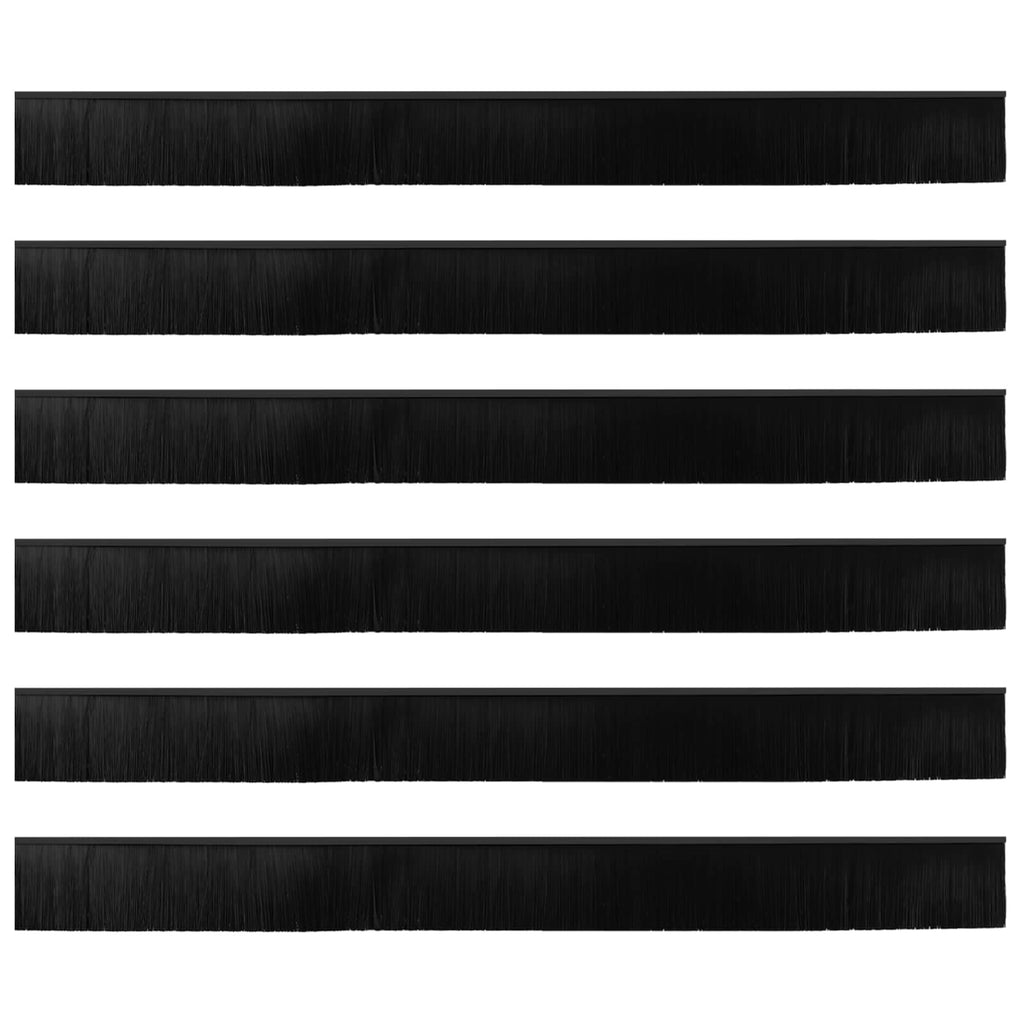 Guarnizioni a spazzola adesive per porte 100 cm nero - 6 pezzi